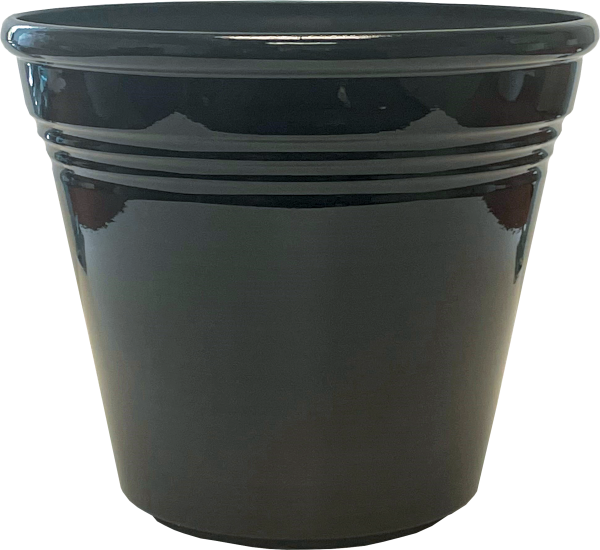 8 Inch Cassie Round Planter Black with Lines – 24 per case - Decorative Planters